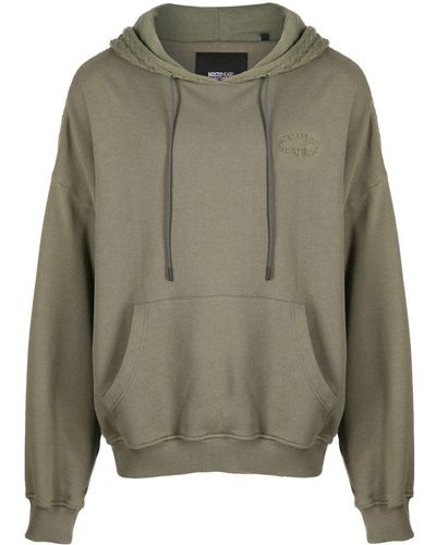 Mostly Heard Rarely Seen Logo-embroidered Panelled Cotton Hoodie - Green