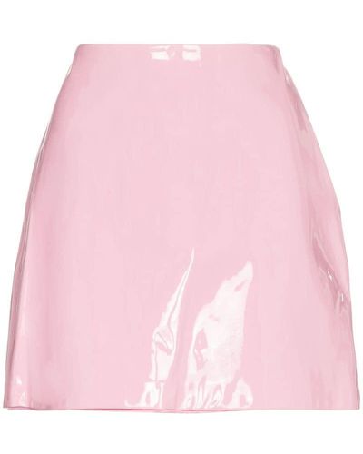 STAUD Murray Mini Patent Leather Skirt - Pink