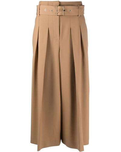 BOSS Pantalon à taille haute ceinturée - Marron