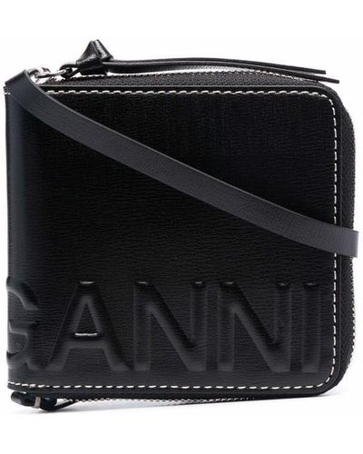 Ganni Portemonnaie mit Logo-Prägung - Schwarz