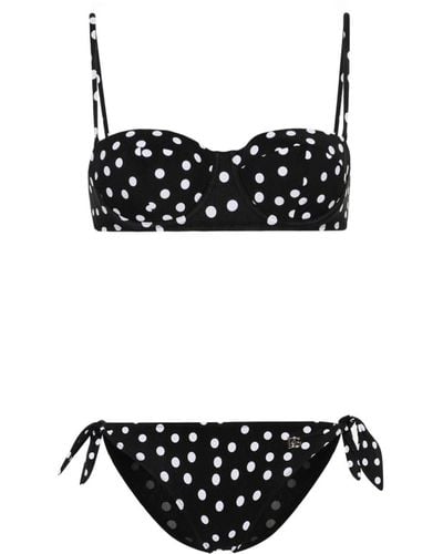 Dolce & Gabbana Polka-dot Triangle Bikini Set - Black