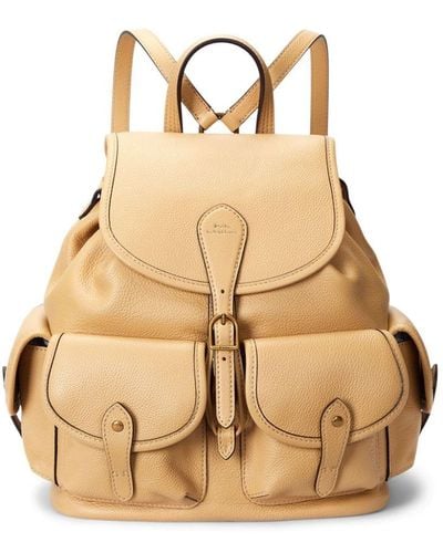 Polo Ralph Lauren Flap-pocket Leather Backpack - Natural