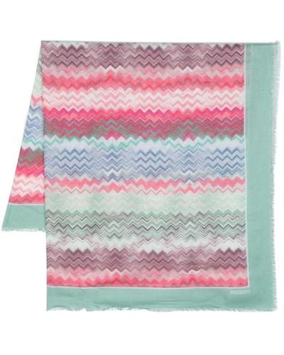 Missoni Zigzag fringed scarf - Pink
