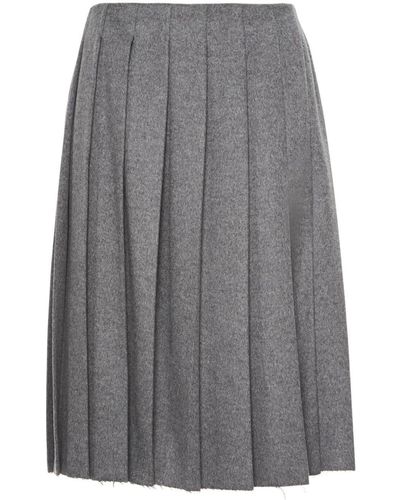 Miu Miu Falda midi plisada - Gris