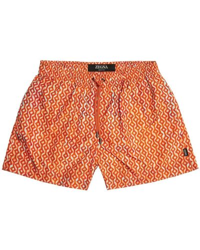Zegna Graphic-print Swim Shorts - Orange