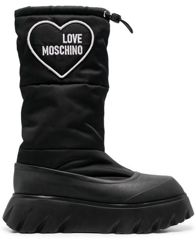 Love Moschino Padded Heart Patch Boots - Black
