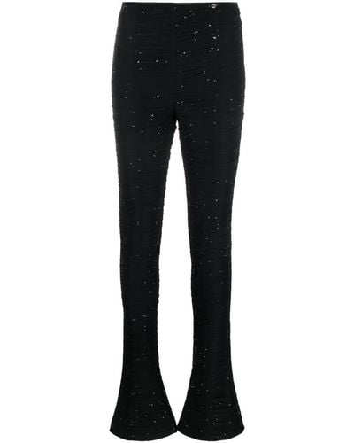 Nissa Crystal-embellished Flared Trousers - Black