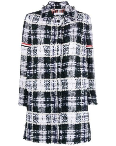 Thom Browne Silk-tweed Trench Coat - Blue