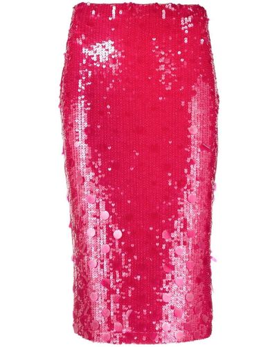 P.A.R.O.S.H. Sequin-embellished Pencil Skirt - Pink