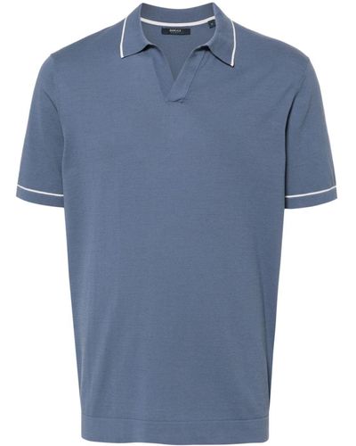 BOGGI Knitted Cotton Polo Shirt - Blue