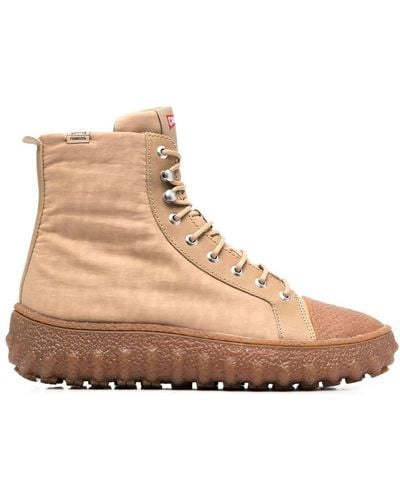 Camper Ground Lace-up Ankle Boots - Natural