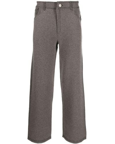 Barrie Contrast-stitching Denim-effect Trousers - Grey