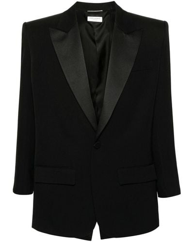 Saint Laurent Oversized Wool Blazer - Black