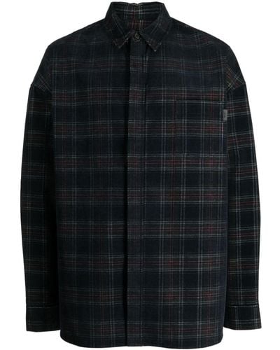Juun.J Check-pattern Cotton Shirt - Black