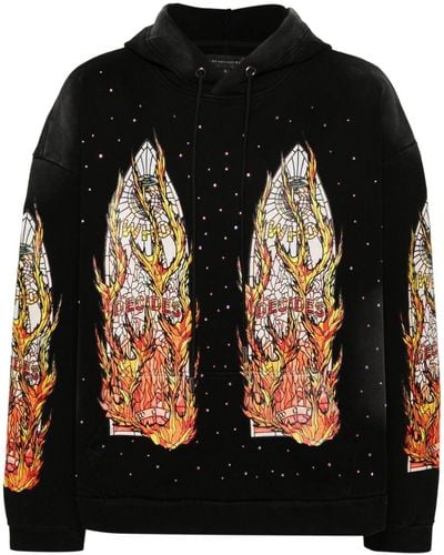 Who Decides War Flames Glass Hoodie - Black