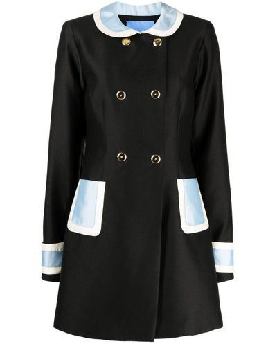 Macgraw Broadcast Colour-block Double-breasted Coat - Black
