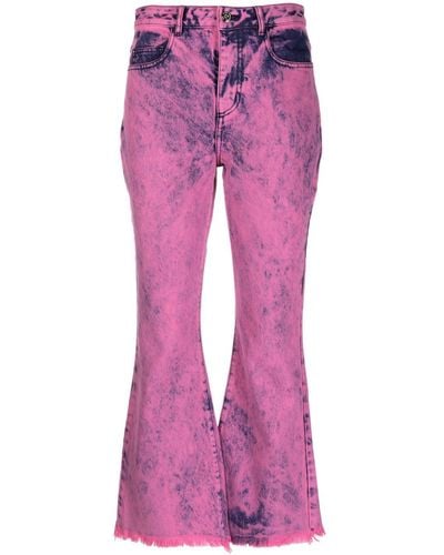 Marques'Almeida Bleached-effect Flared Cropped Jeans - Purple