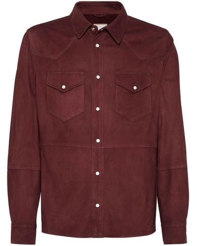 Brunello Cucinelli Long-sleeve Suede Shirt - Red