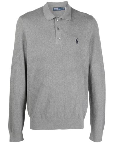 Polo Ralph Lauren Logo-embroidered Cotton Polo Shirt - Grey