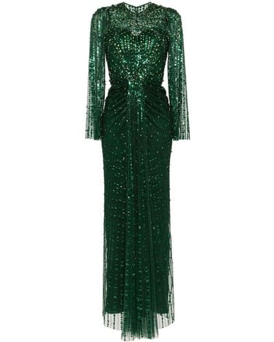 Jenny Packham Anja Rhinestone-embellished Gown - Green