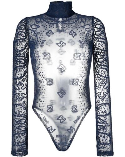 Rhude Bandana-embroidered Bodysuit - Blue