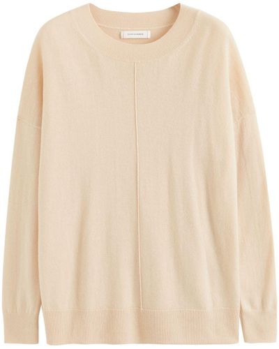 Chinti & Parker Crew-neck Pleat-detail Sweater - Natural