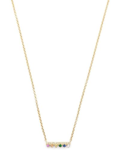 EF Collection 14kt Yellow Gold Chloe Bar Diamond Gemstone Pendant Necklace - Metallic