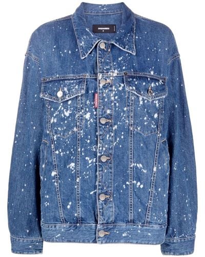 DSquared² Jeansjacke mit Farbklecks-Print - Blau