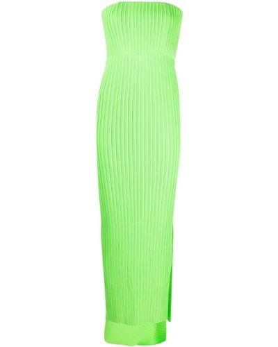 Solace London Pleated Strapless Maxi Dress - Green