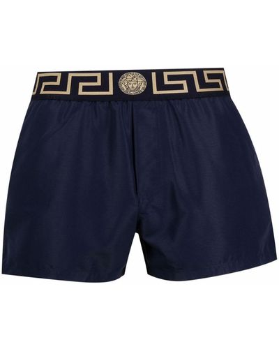 Versace Greca Border Swim Shorts - Blue