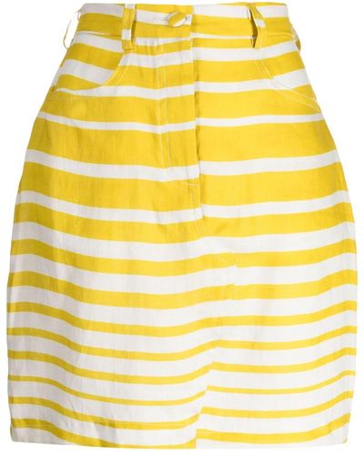 Bambah Sicily Striped Linen Mini Skirt - Yellow