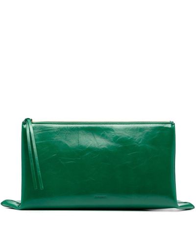 Jil Sander Logo-embossed Clutch Bag - Green