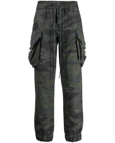 Mostly Heard Rarely Seen Camouflage-pattern Panelled Cargo Trousers - Grey
