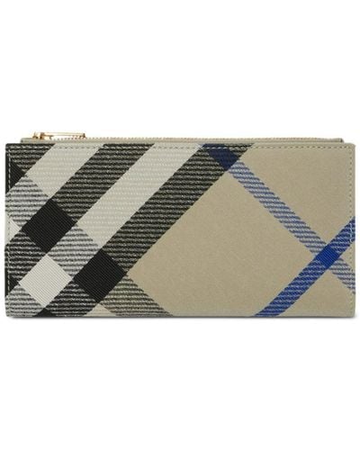 Burberry Large Checked Bi-Fold Wallet - Grey
