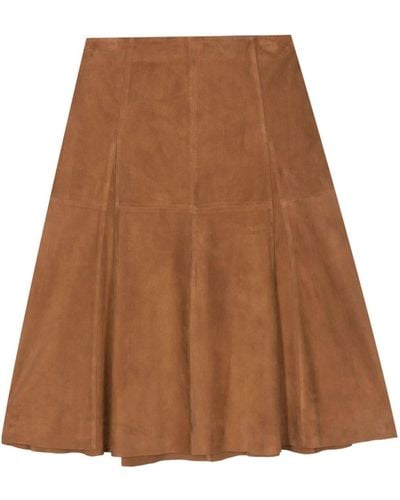 Arma A-line Suede Skirt - Brown