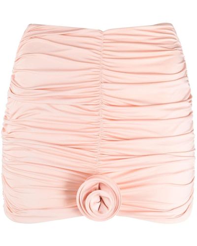 LaRevêche Lillibet Floral-appliqué Ruched Stretch-jersey Miniskirt - Pink