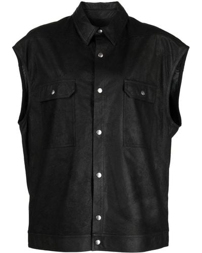 Rick Owens Leather Classic-collar Gilet - Black