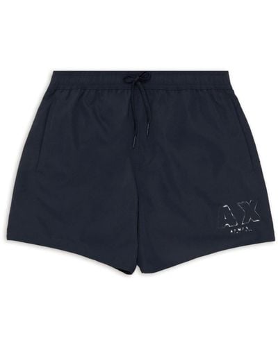 Armani Exchange Logo-patch Swim Shorts - Blue