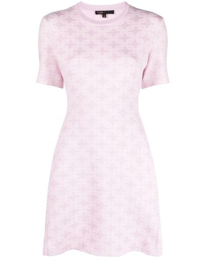 Maje Short-sleeved Jacquard-knit Minidress - Pink