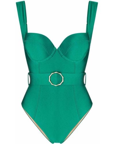 Noire Swimwear Badeanzug mit Gürtel - Grün
