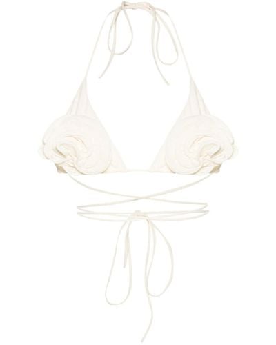 Magda Butrym Floral-appliqué Bikini Top - White