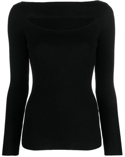 P.A.R.O.S.H. Gerippter Pullover mit Cut-Outs - Schwarz