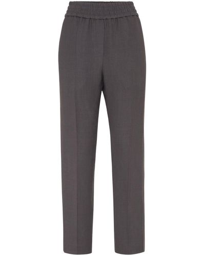 Brunello Cucinelli Pantalon court à taille élastique - Gris