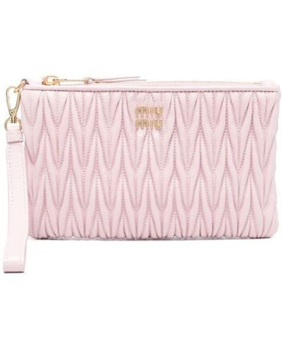 Miu Miu Matelassé Nappa-leather Wallet - Pink