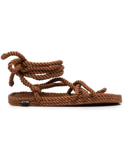 Nomadic State Of Mind Strappy Rope Flat Sandals - Brown