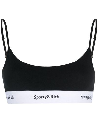 Sporty & Rich Serif Logo-underband Bra - Black