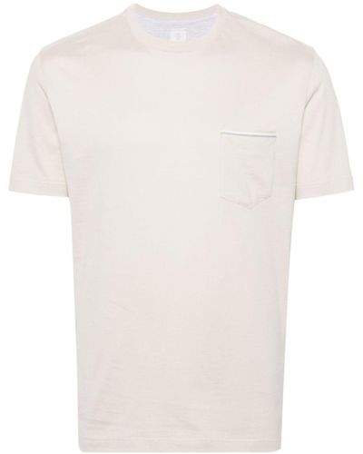 Eleventy Stripe-detail Cotton T-shirt - White