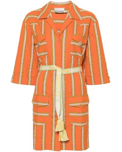 ALÉMAIS Gina Hemdkleid mit Streifen - Orange
