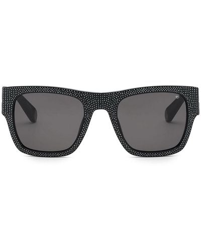 Philipp Plein Eckige Sonnenbrille mit Kristallen - Grau