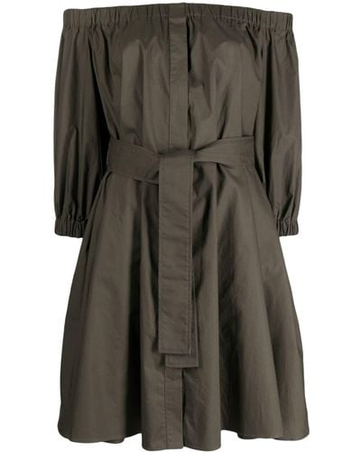 P.A.R.O.S.H. Off-shoulder Cotton Belted Dress - Black